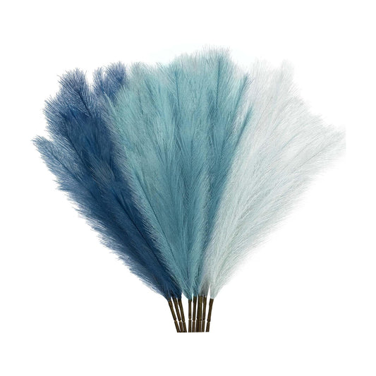 Non-Shedding Fluffy Artificial Bulrush / Light Blue / 3 Inch / Set of 9