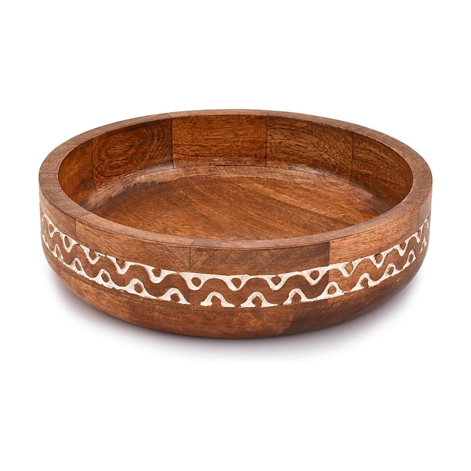 Mango Wood Round Decorative Bowls for Rustic Home Decor Table Centerpieces Home Party / White