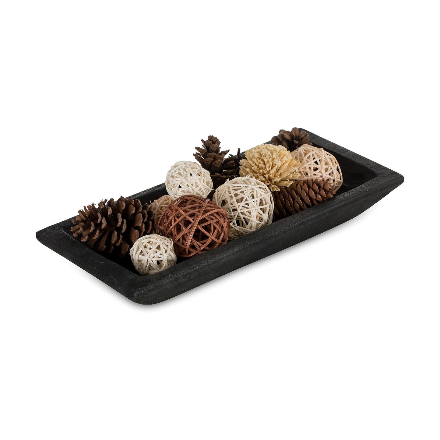 Decorative Wood Dough Bowl / Black / Set of 14