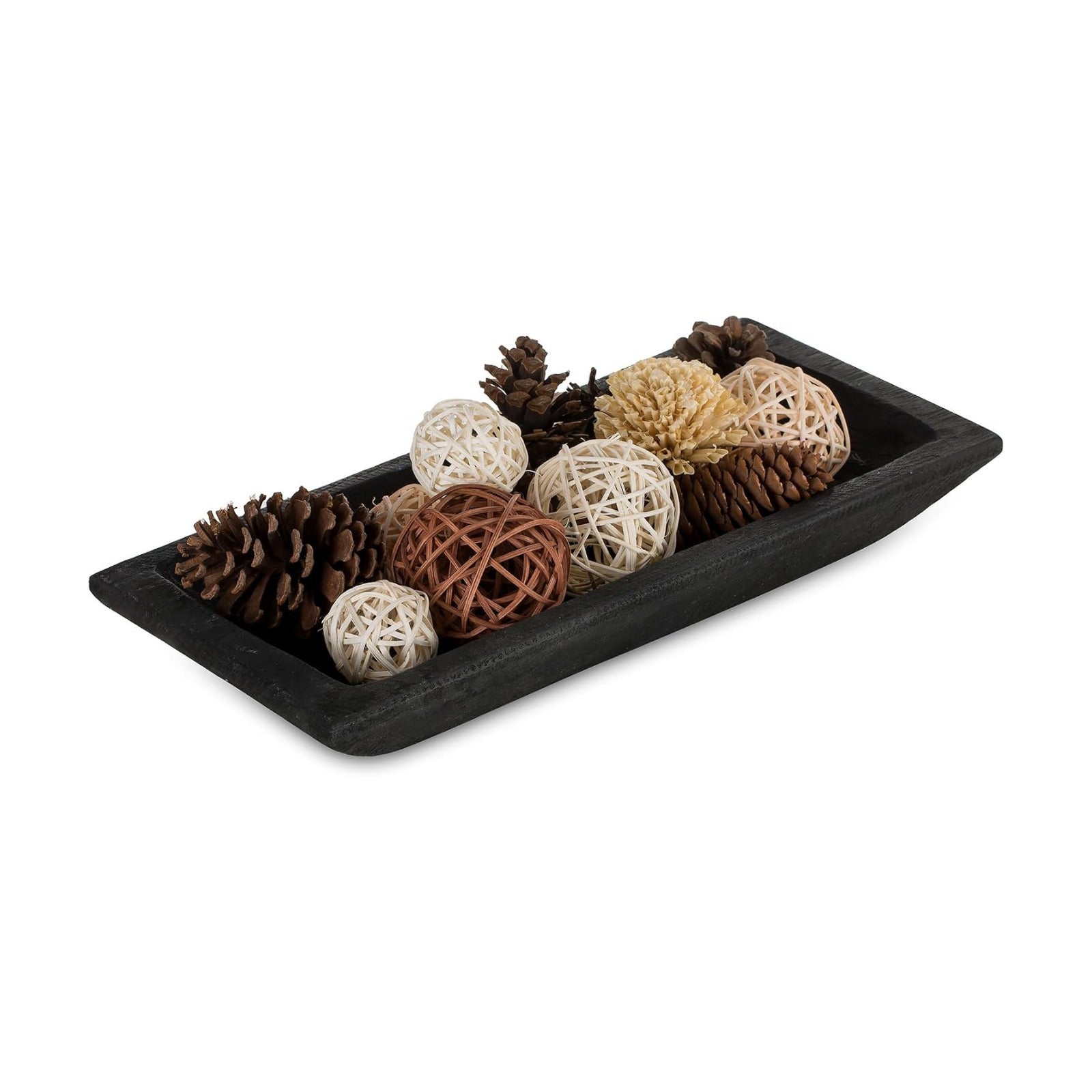 Decorative Wood Dough Bowl / Black / Set of 14