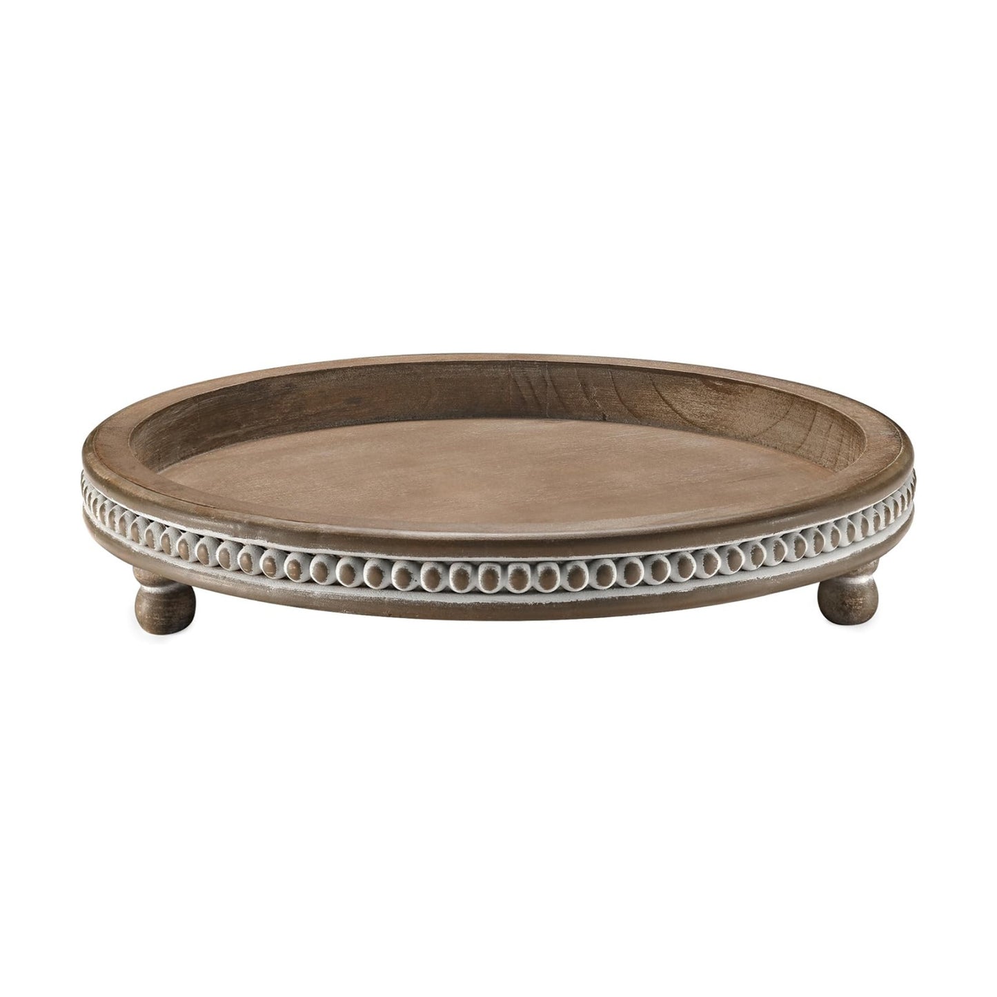 Round Wooden Tray / Warm Brown / 12 Inch