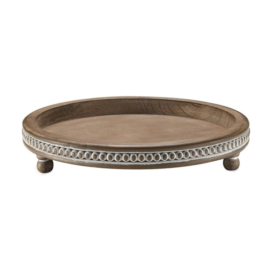 Round Wooden Tray / Warm Brown / 12 Inch