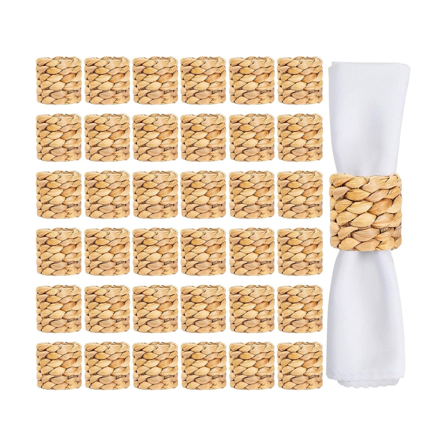 Rattan Napkin Rings Bulk Farmhouse Boho Napkins Rings Handmade Napkin Ring / Natural / Set of 36