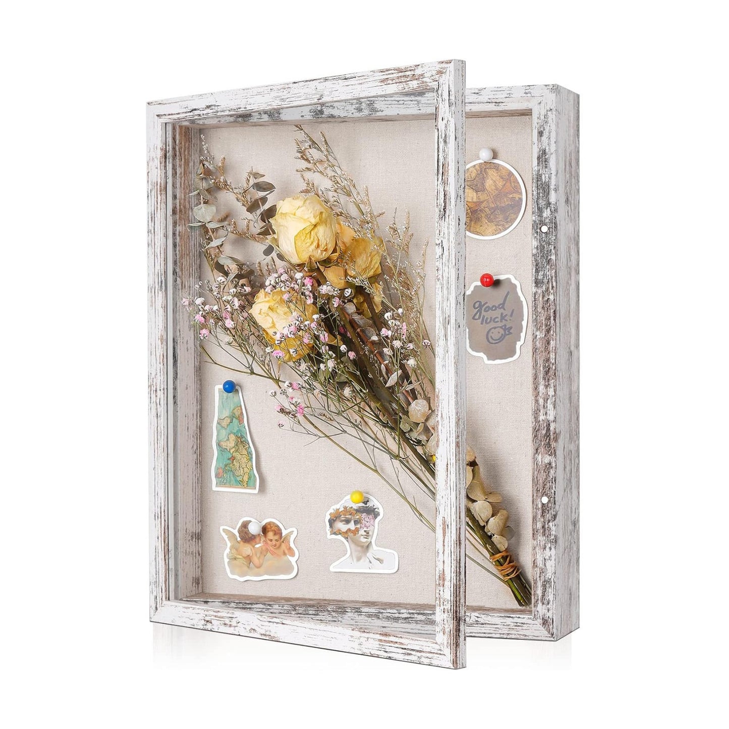 Califortree 12x16 Large Shadow Box Frame with Linen Back - Plexiglass Cover, Sturdy Rustic Memory Display Case of
