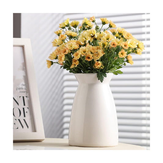 Modern Vases / White Flower Vase- Ceramic Vase for Decor / White-7inch