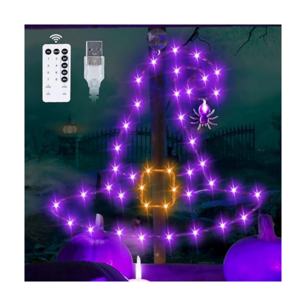 Halloween Decorations Witch Hat Window Lights, 13 inch Large Halloween Silhouette Lights with Remote
