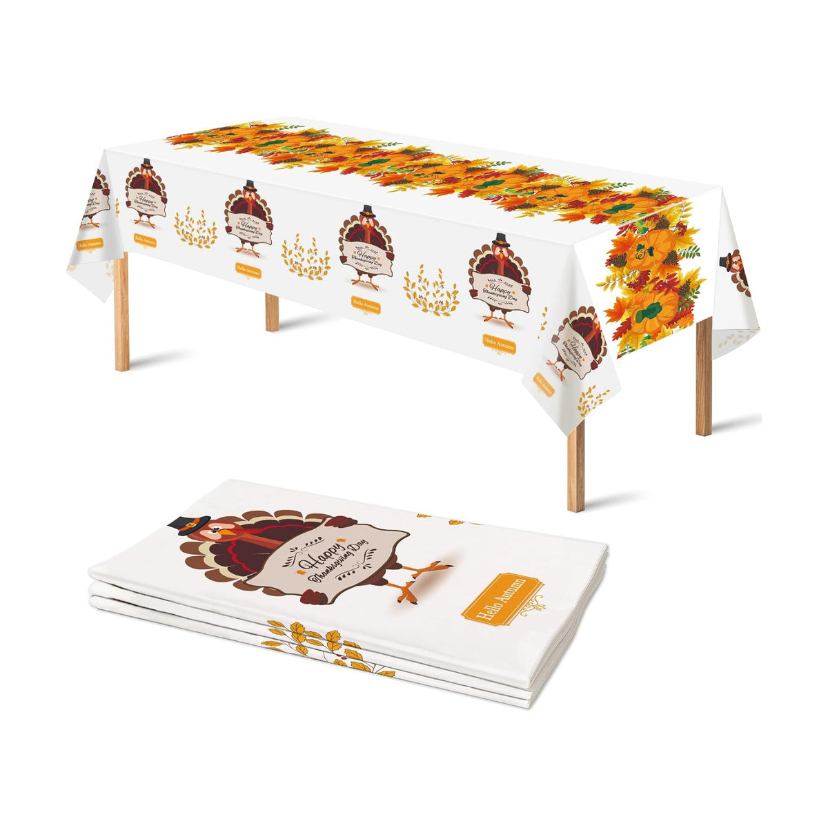 OHOME 2 Pack Thanksgiving Tablecloth Disposable - Fall Party Supplies for Thanksgiving Table Decor | Friendsgiving Party Decorations | Thanksgiving Decorations 54" x 108"