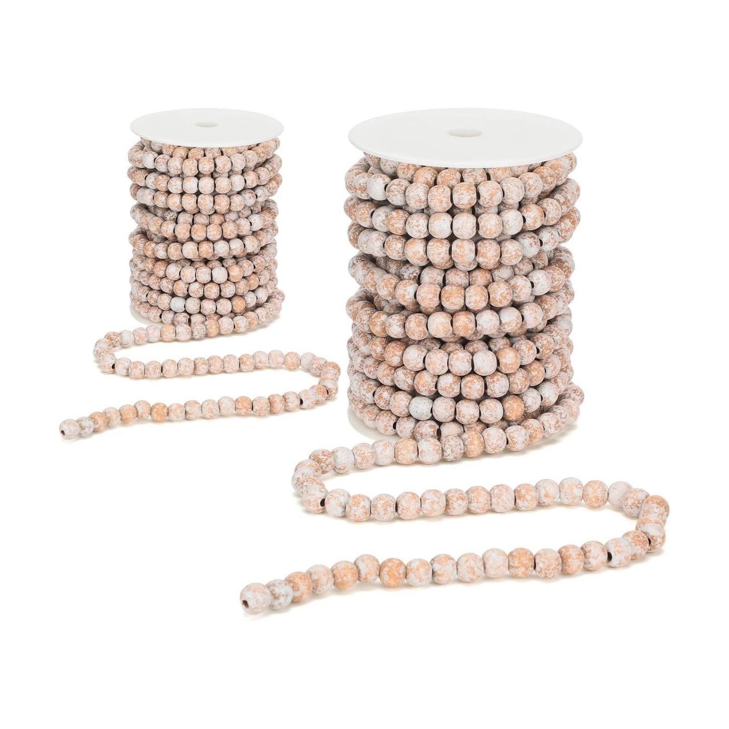 Giegxin 2 Pcs Wood Bead Garland 66 Feet Rustic White Farmhouse Christmas | Rustic Wooden Beaded Garland for Tree Tier