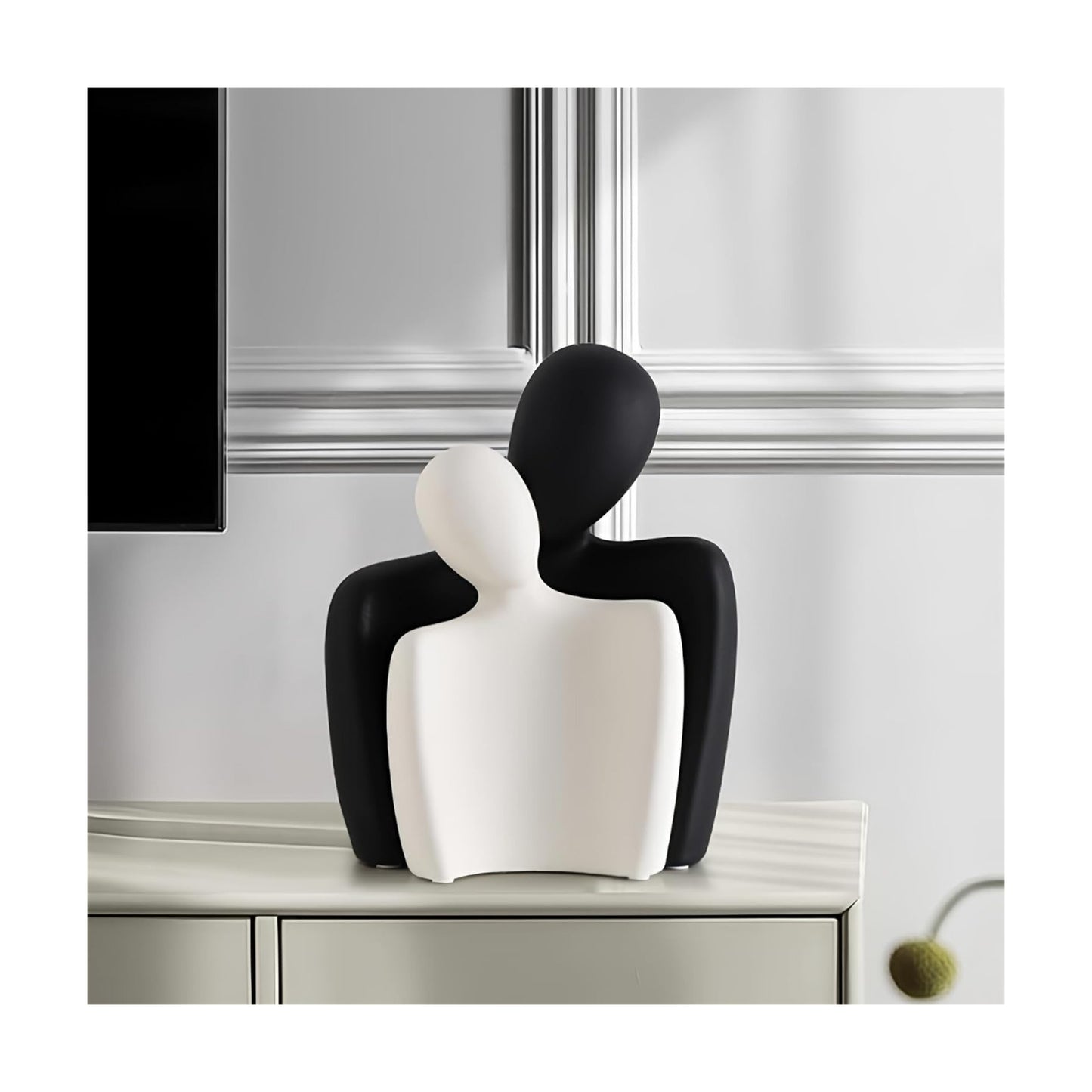 Ceramic Couple Statues / Black White