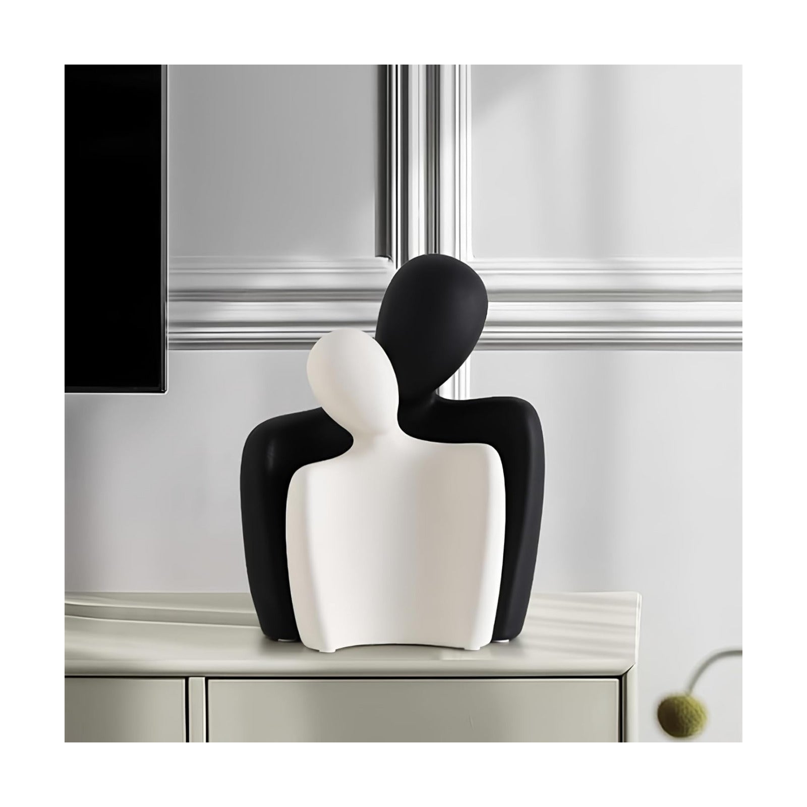 Ceramic Couple Statues / Black White
