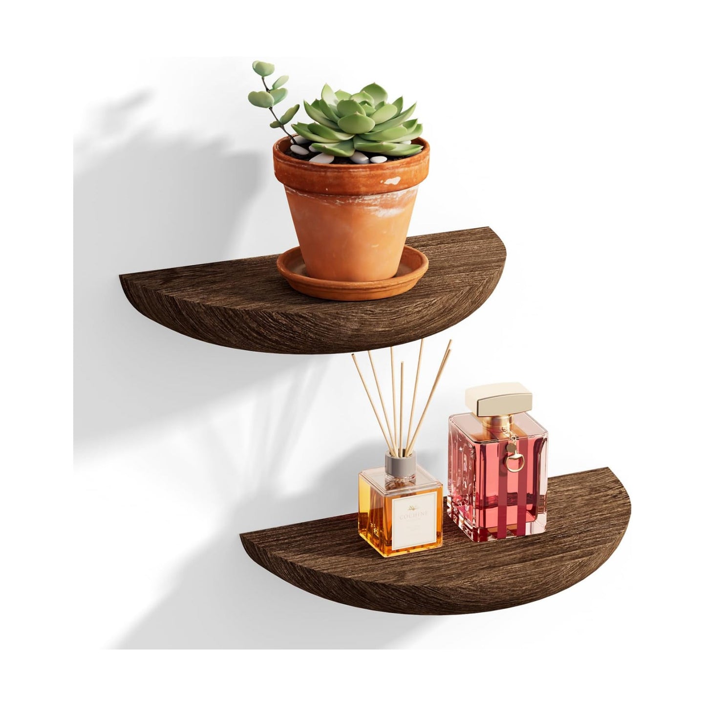 Elegant Floating Shelves / Brown / Screw Mount