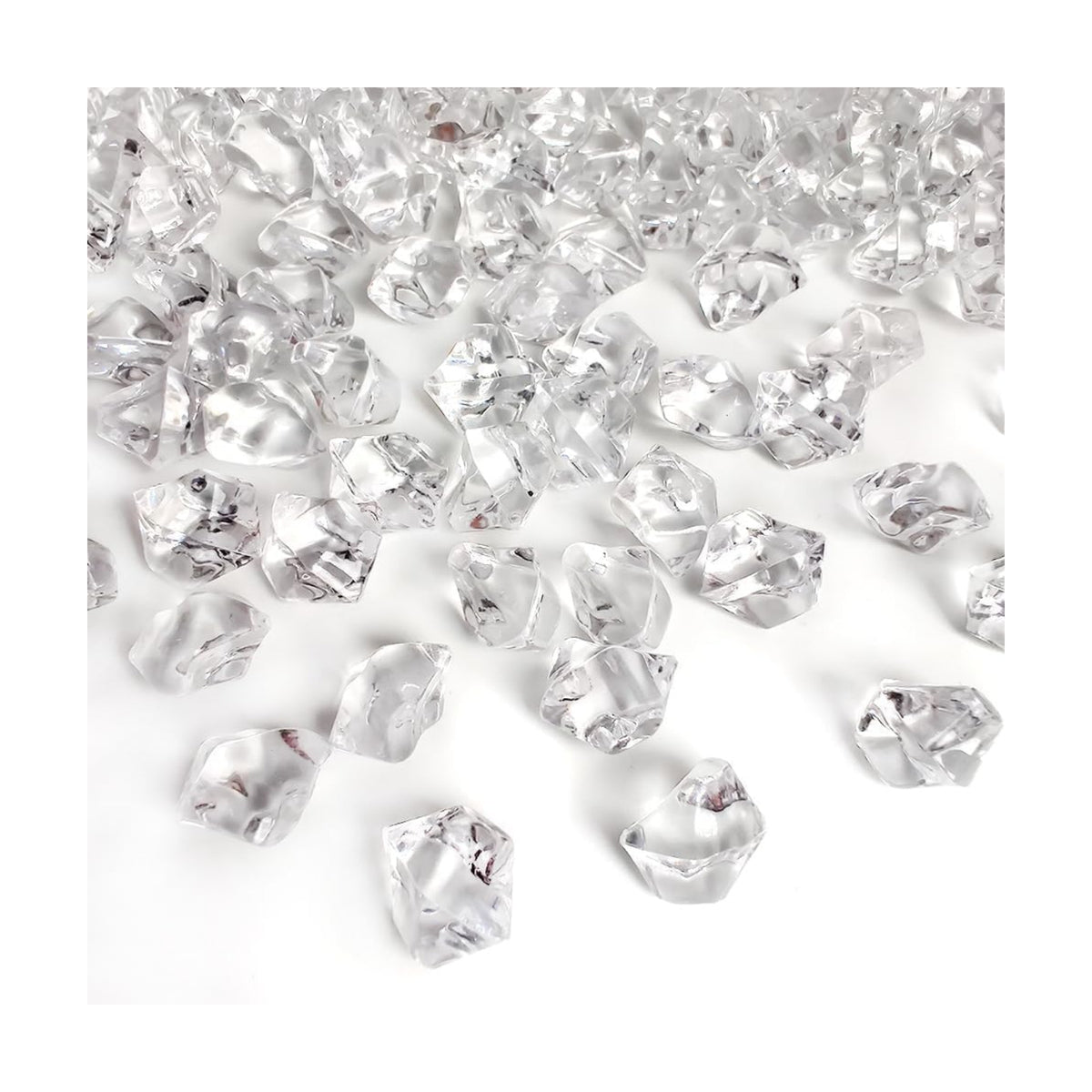 1000 PCS Fake Crystal Ice Rocks Cubes in Gift Box,Clear Tiny Acrylic Stones