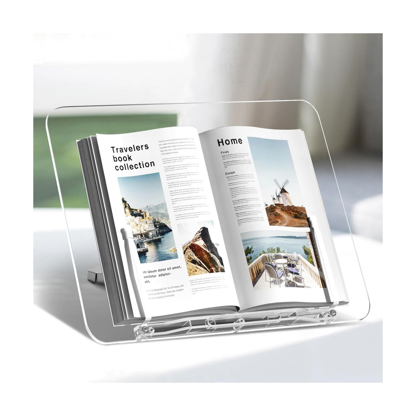 Acrylic Book Stand, Angle Adjustable Book Display Stand,Foldable Cookbook Stand, Lightweight Book Holder for Magazines