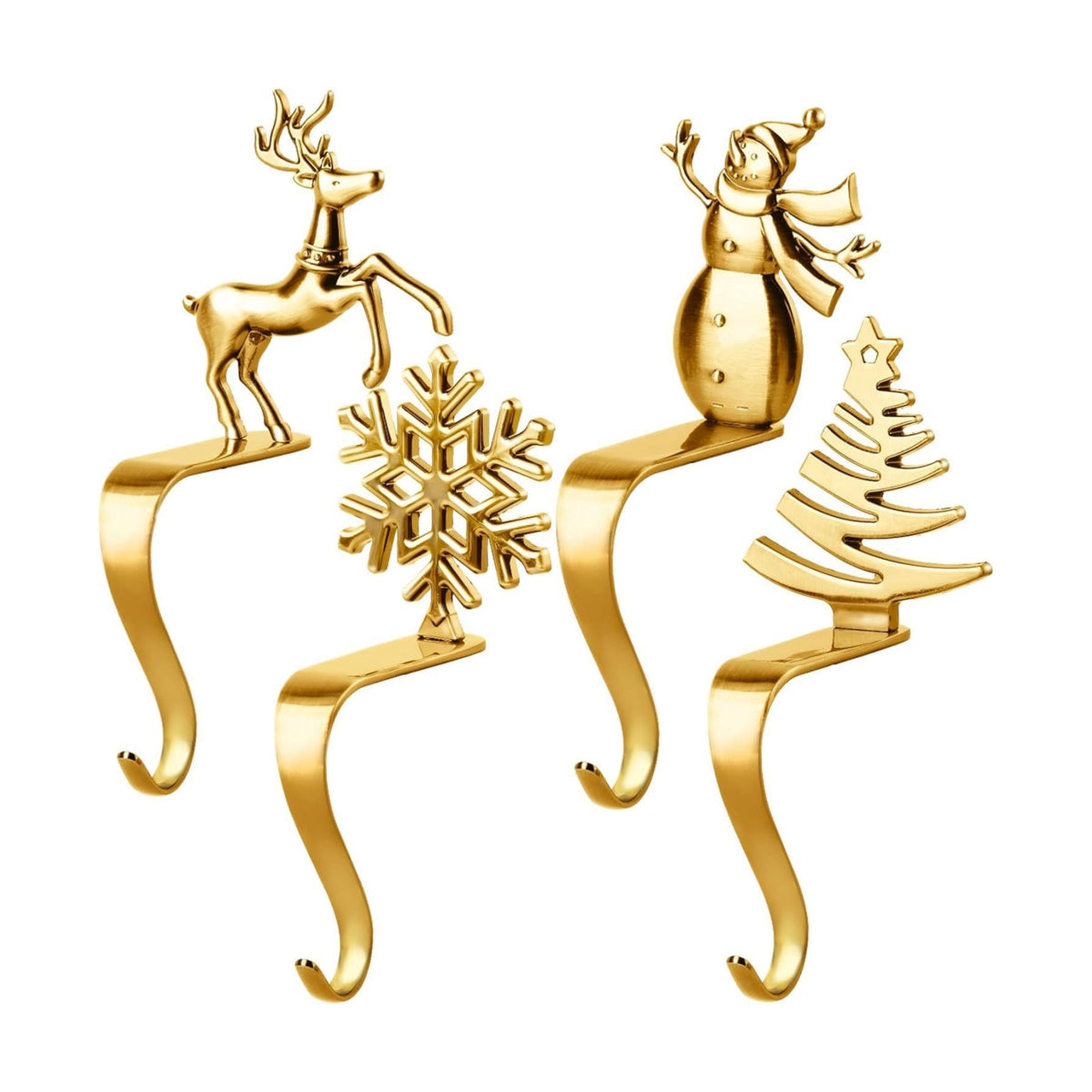 Fonder Mols Christmas Stocking Holders for Mantle, Xmas Fireplace Hanger Hooks Metal Grips Clips (Gold)