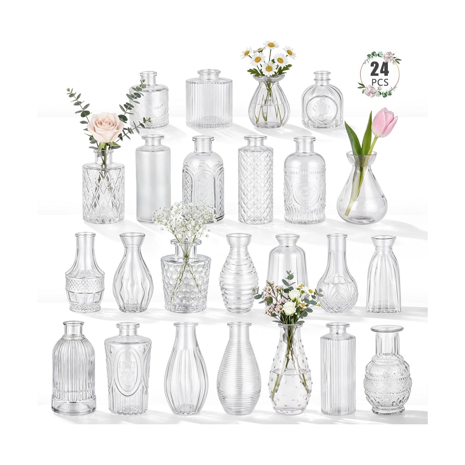 Glass Bud Vase in Bulk / Clear / Set of 24