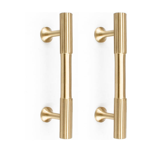 Solid Brass Cabinet Pulls / 3 Inch / Gold / Set of 2