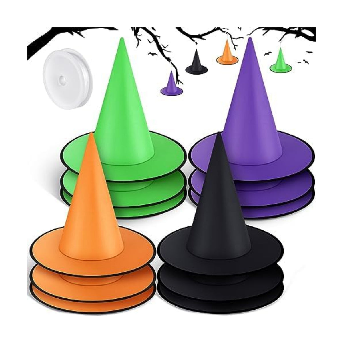 Suhine 12 Pcs Halloween Witch Hat Decor