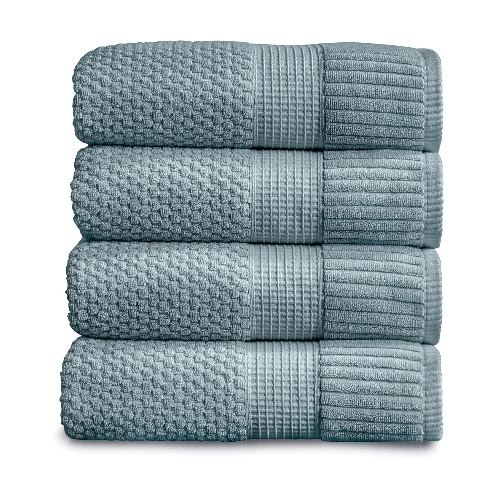 NY Loft 100% Cotton 4-Pack Bath Towel Set | Stormy | Oeko-TEX | Quick-Dry | Four 30" x 52" Bath Towels | Super