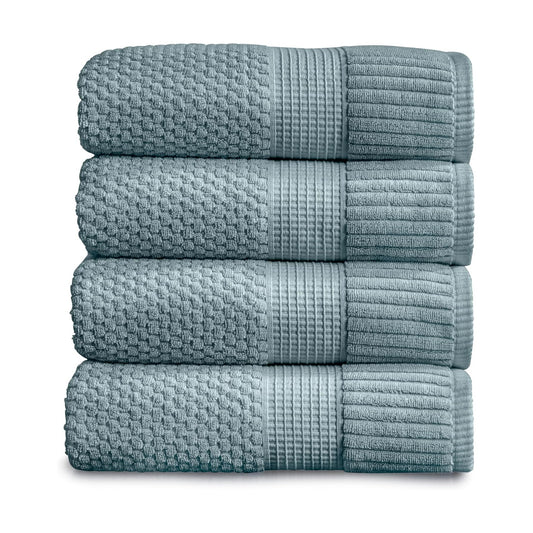 NY Loft 100% Cotton 4-Pack Bath Towel Set | Stormy | Oeko-TEX | Quick-Dry | Four 30" x 52" Bath Towels | Super