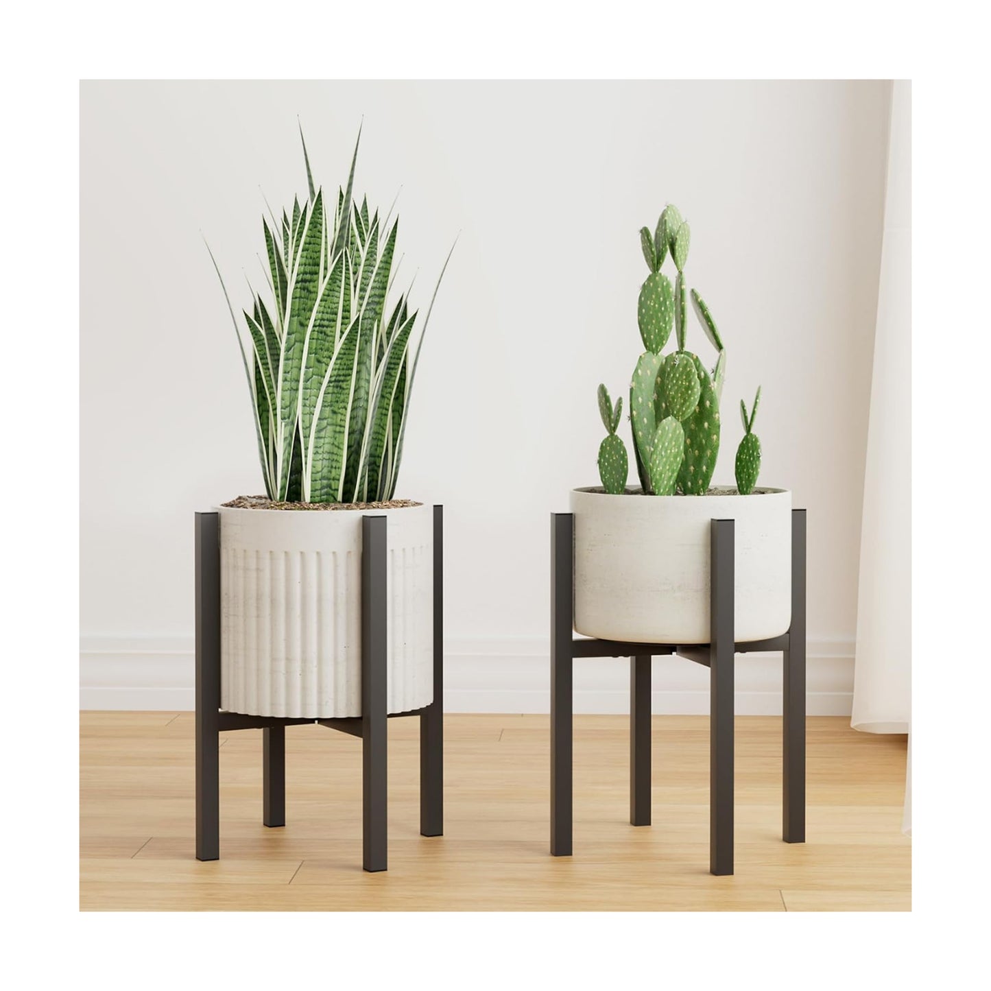 Linpla 2-Pack Adjustable Metal Plant Stand Indoor Outdoor - Fits 8 to 12 Inches Pots - Mid Century Modern Planter Stand