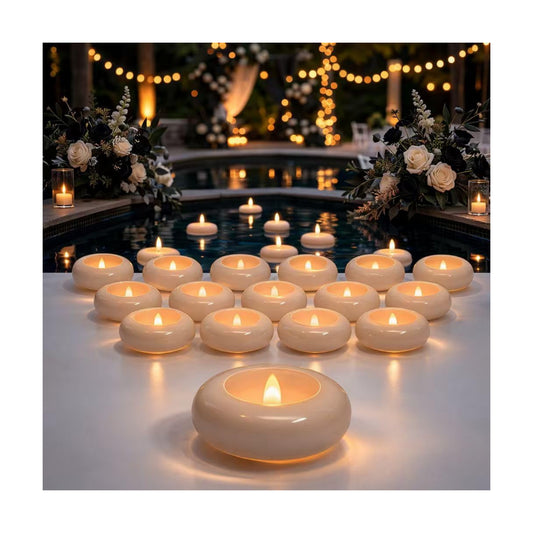 24 Pack Waterproof Flameless Floating Candles, 200-Hour Battery Operated 2.2" LED Tea Lights, Water-Activated