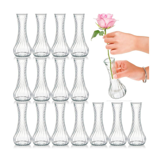 Glass Bud Vase / Clear / Set of 16