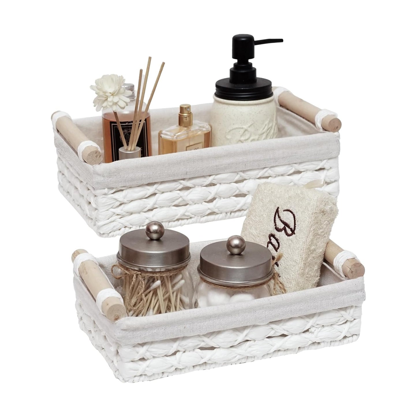 Storage Basket Wicker Baskets for Organizing / White