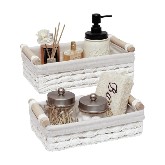 Storage Basket Wicker Baskets for Organizing / White