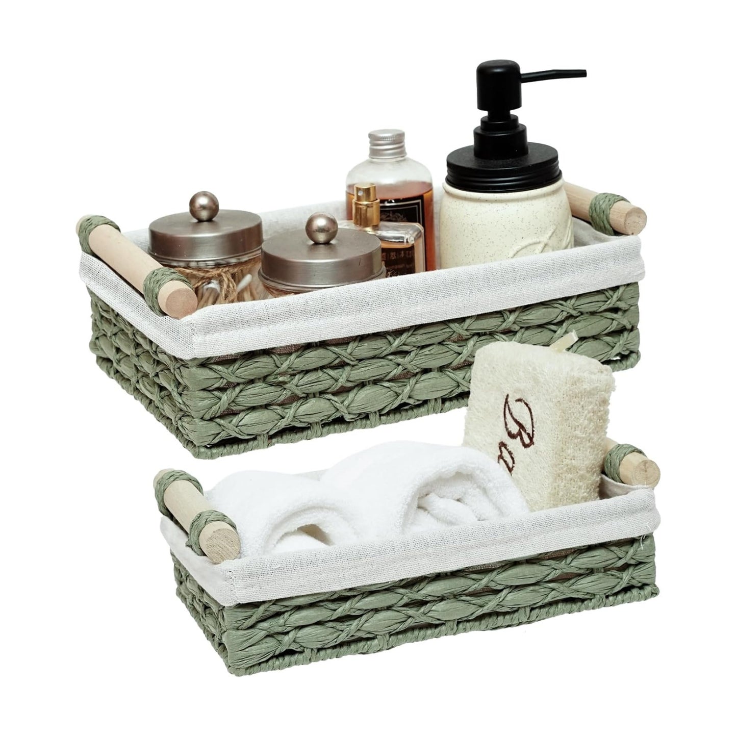 Storage Basket Wicker Baskets for Organizing / Green
