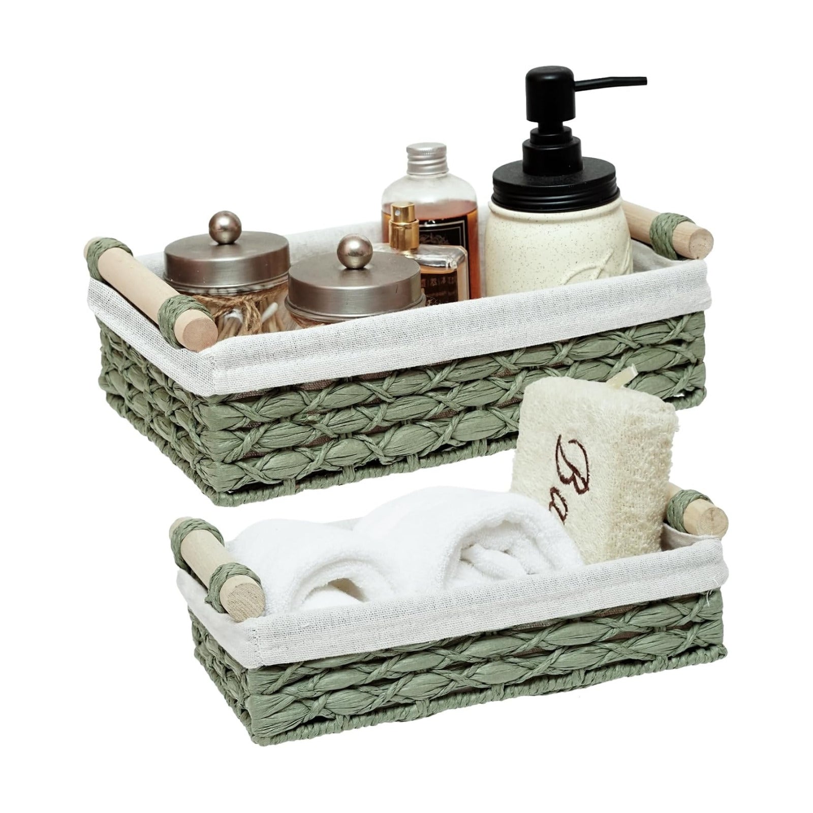 Storage Basket Wicker Baskets for Organizing / Green
