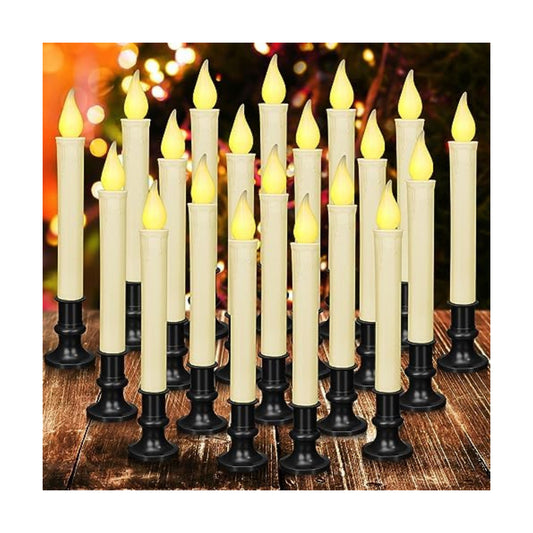 Yungyan 20 Pack Window Candle Lights with Sensor Dusk to Dawn, Black Base