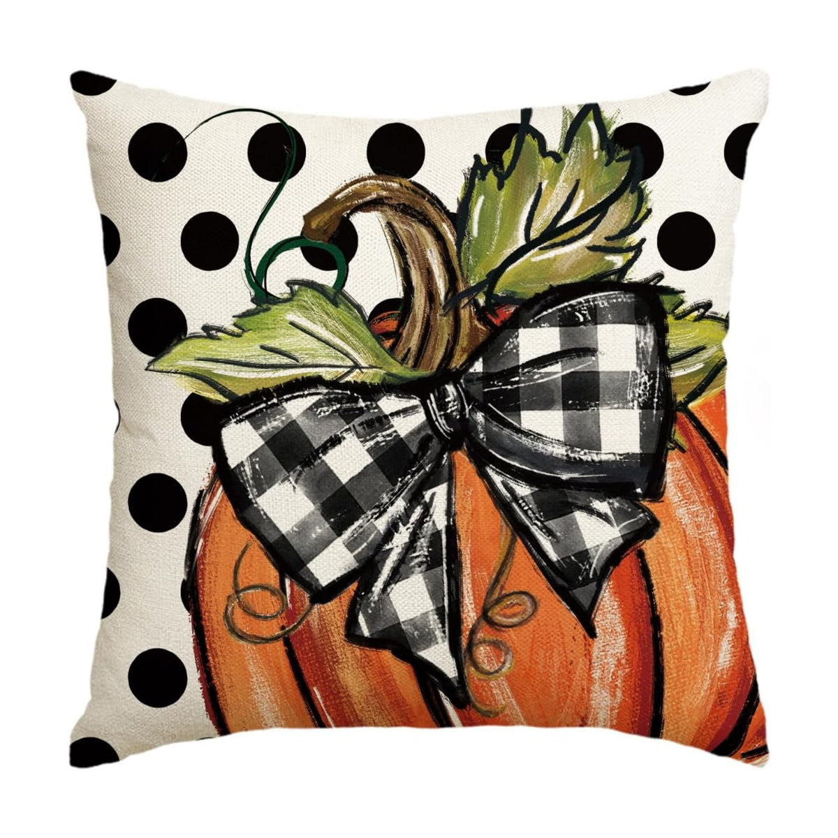 AVOIN colorlife Fall Polka Dot Pumpkin Throw Pillow Cover 20x20 Inch