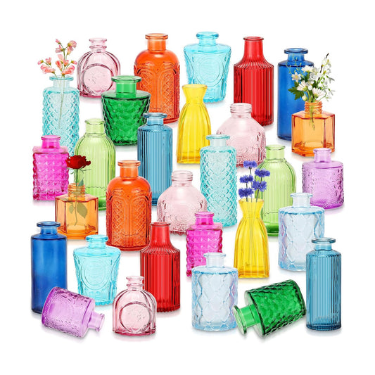Vases Bulk Colored Flower Glass Bud Vases Valentine Vintage Colored Glass / Bright Color / Set of 30