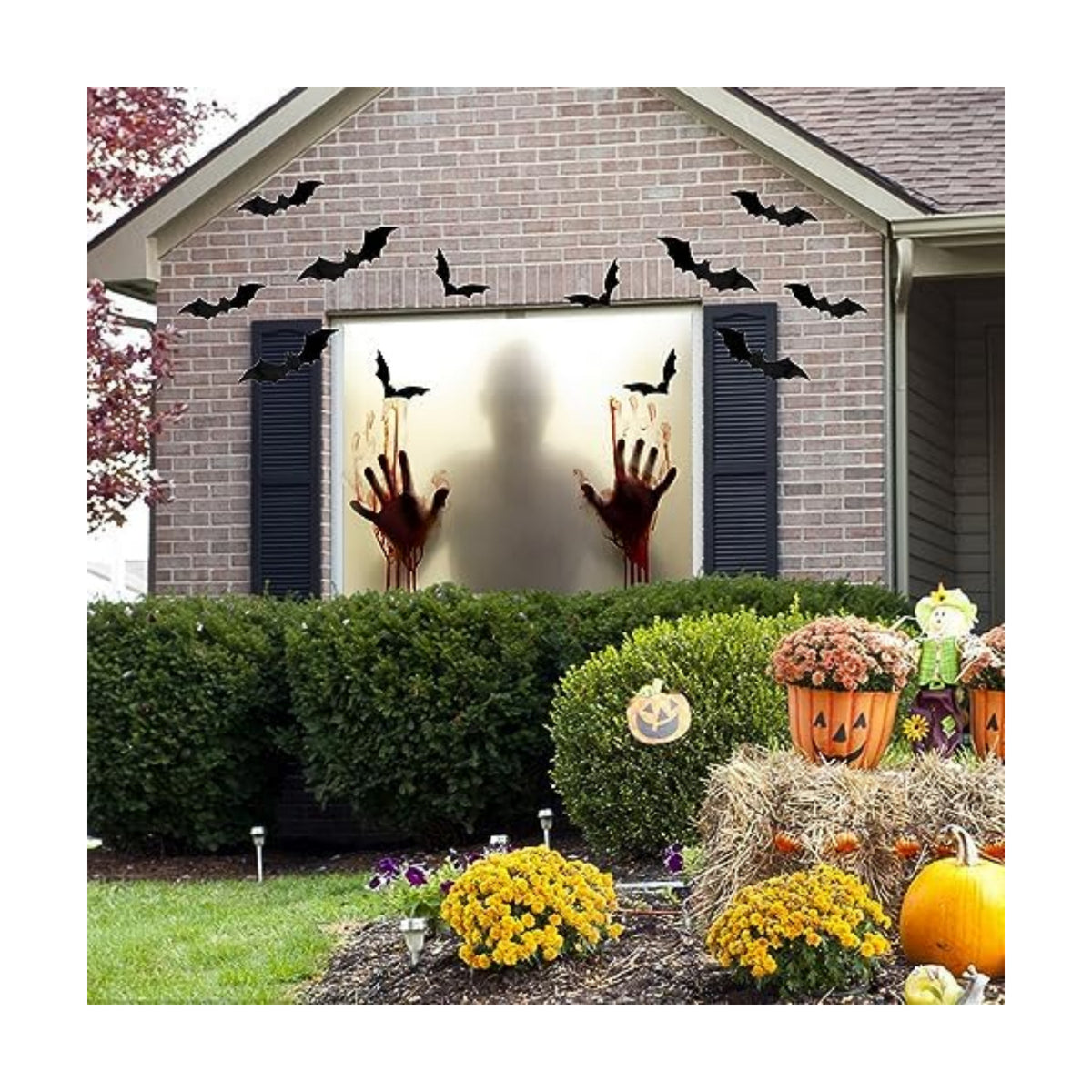 5X5ft Halloween Curtains Decorations Window Banner Cover Large Backdrop Wall Background Halloween Party Decorations for Home Outdoor Indoor