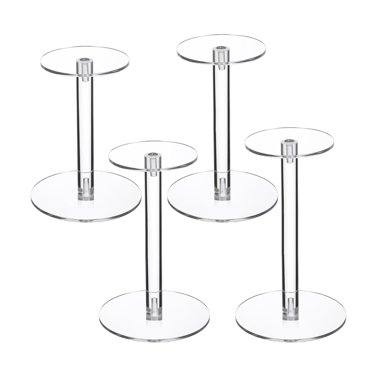 Round Acrylic Display Stands Small Display Risers Plastic Acrylic / 4 Size / Clear / Set of 4