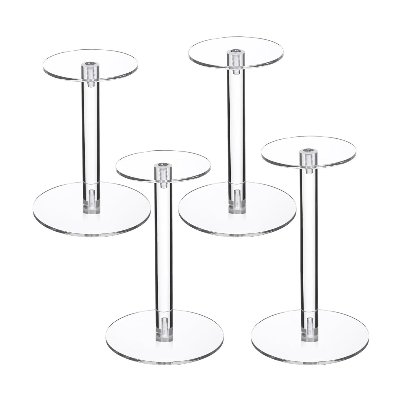 Round Acrylic Display Stands Small Display Risers Plastic Acrylic / 4 Size / Clear / Set of 4