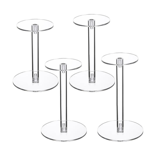 Round Acrylic Display Stands Small Display Risers Plastic Acrylic / 4 Size / Clear / Set of 4