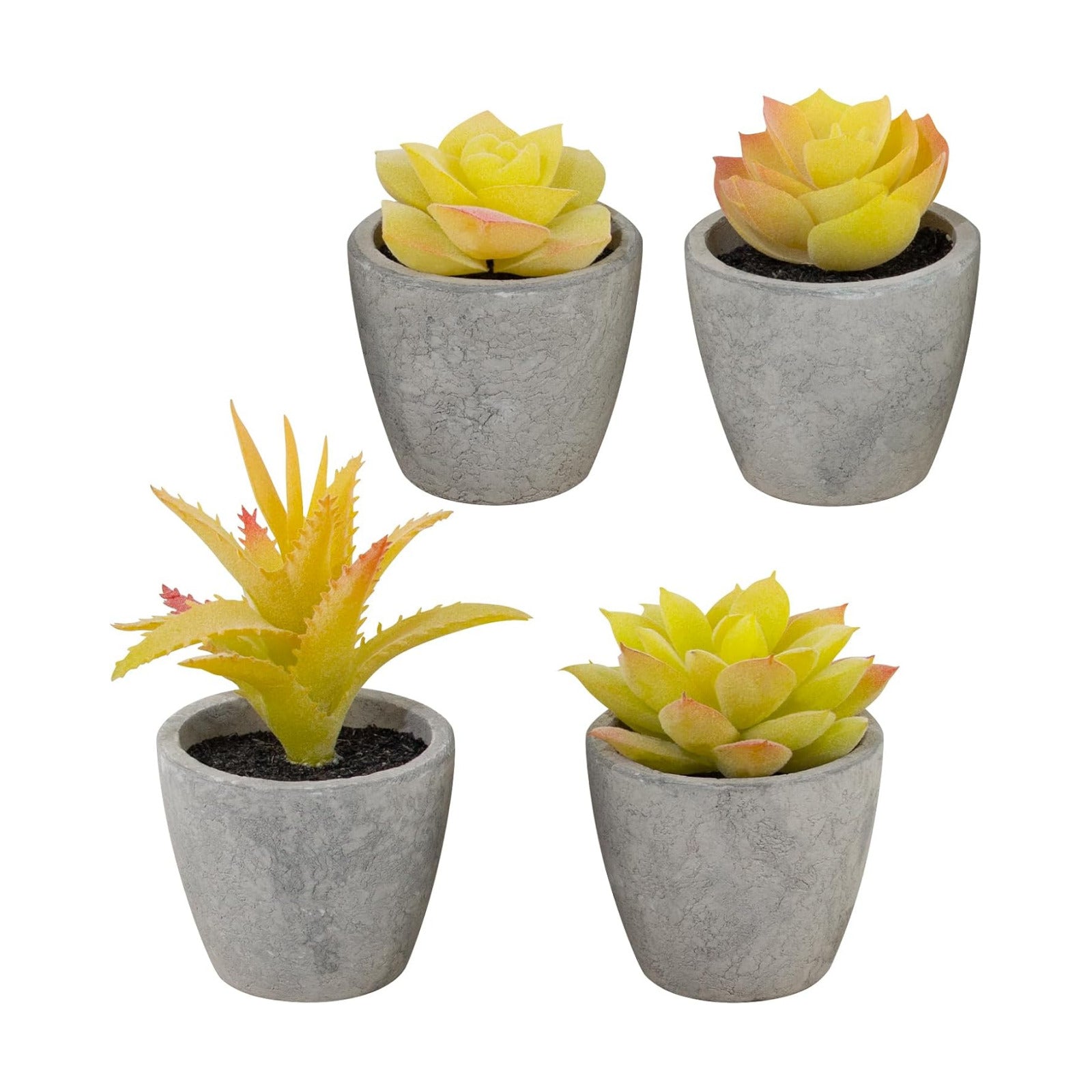 Small Fake Succulent Plants / Yellow / Set of 4