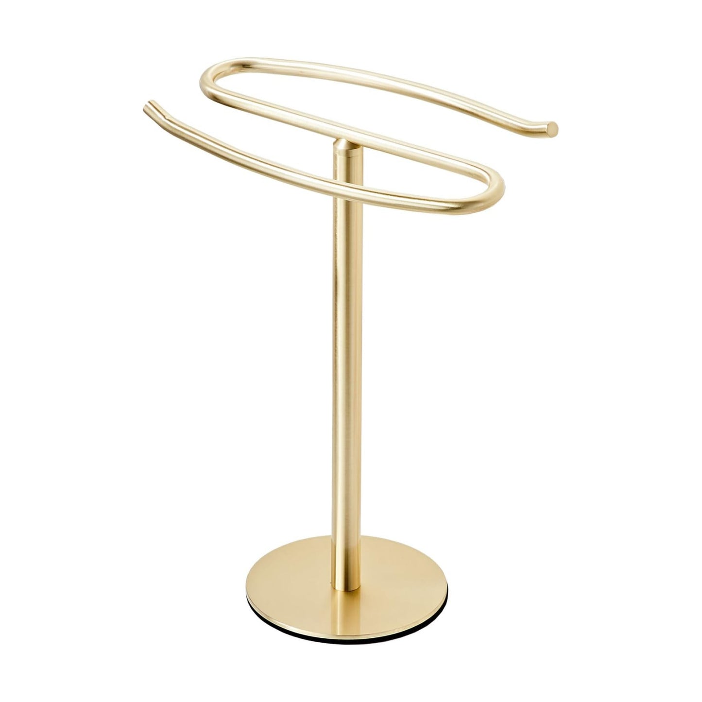 Light Brushed Gold Hand Towel Holder Stand, 13-Inch Tall Freestanding Towel Rack with Weighted Base, SUS304 Stainless