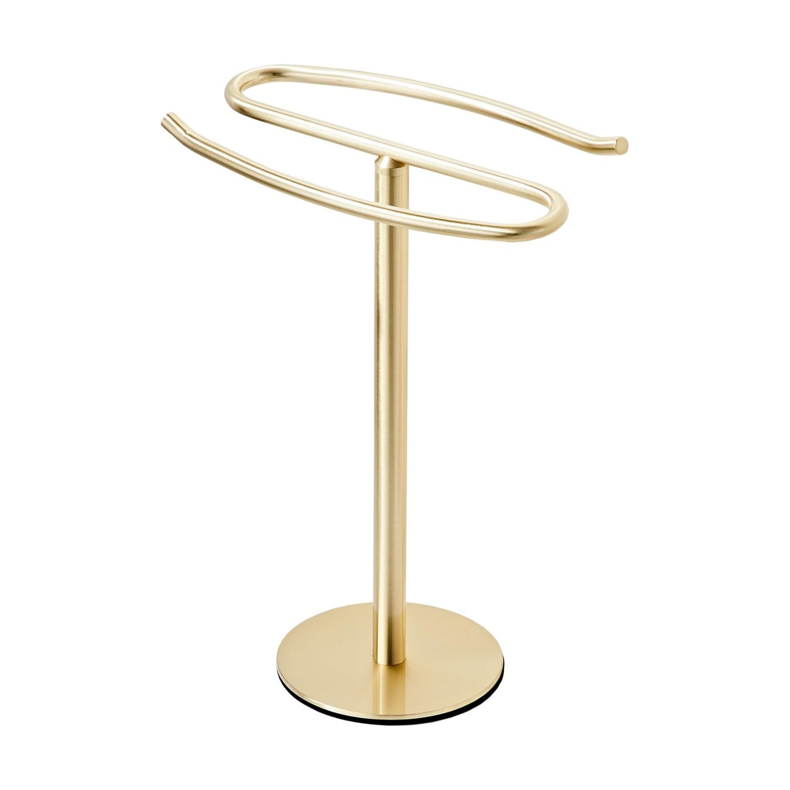 Light Brushed Gold Hand Towel Holder Stand, 13-Inch Tall Freestanding Towel Rack with Weighted Base, SUS304 Stainless