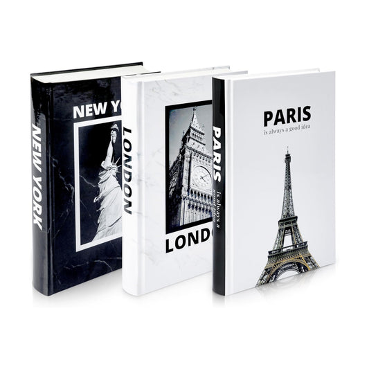 Foldable and White Faux Book Set Featuring Paris / Black