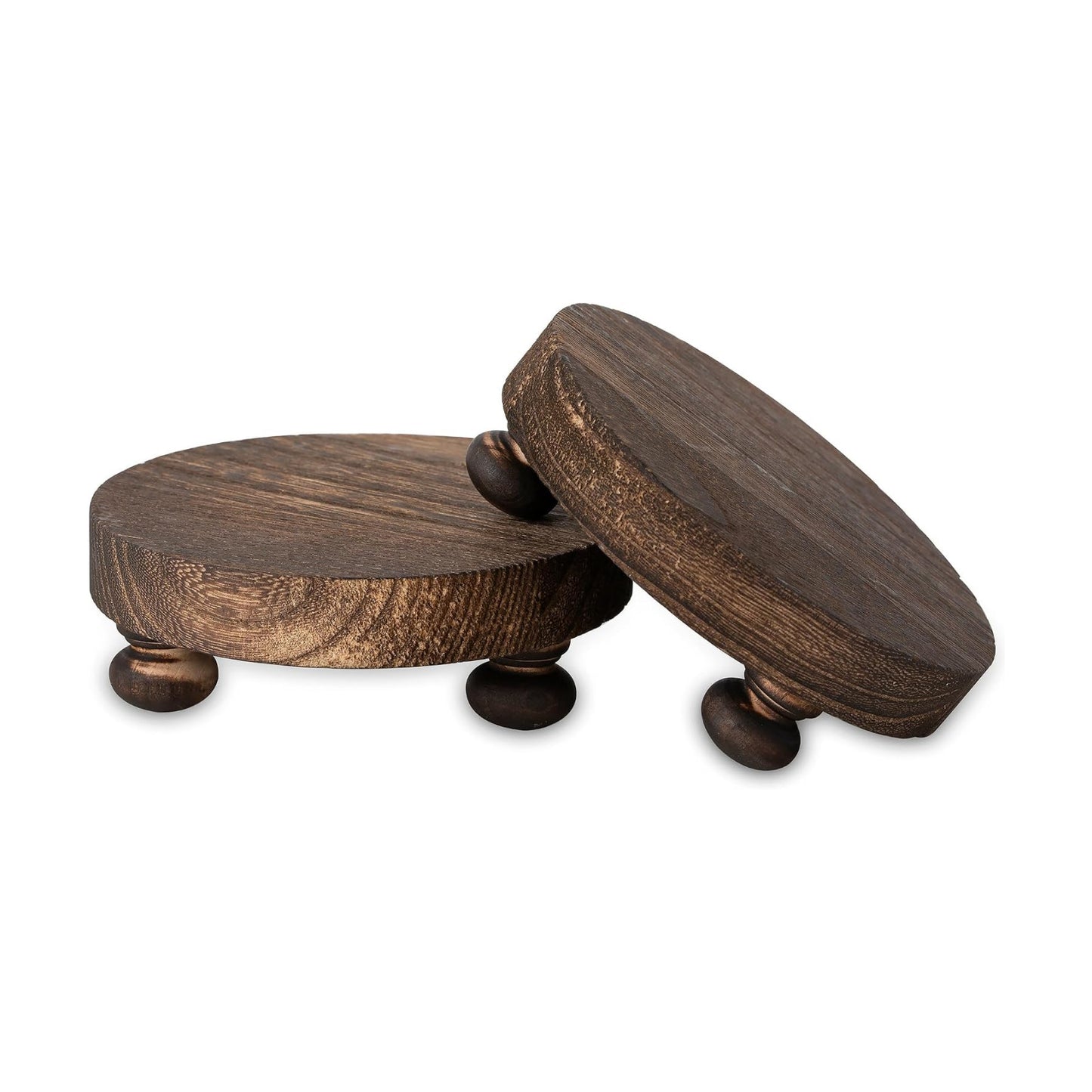 Farmhouse Wood Riser for Display- Rustic Decor Mini Wooden Pedestal Decorative / Brown / Set of 2
