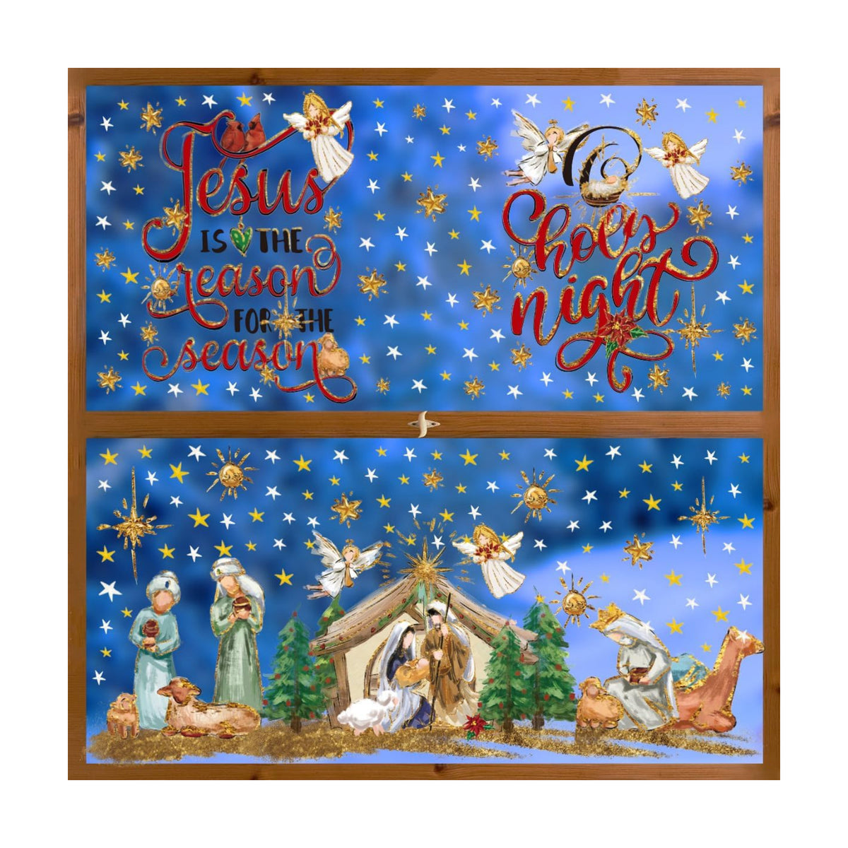 Horaldaily 251 PCS Christmas Window Cling Sticker, Nativity Scene Holy Night for Home Party Supplies Shop Window Glass Display Decoration