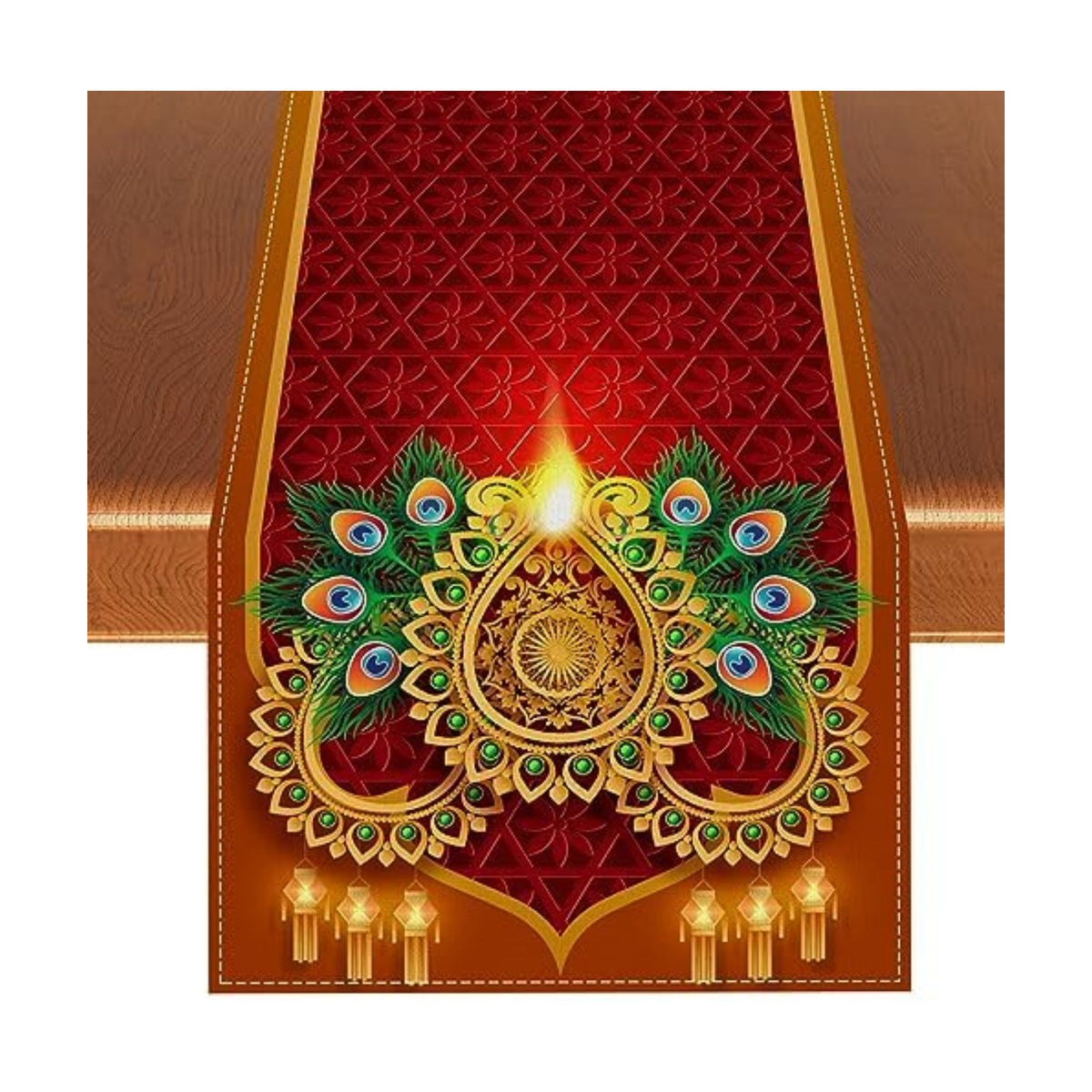 Rvsticty Diwali Table Runner,Indian Deepavali Decorations for Home Decor