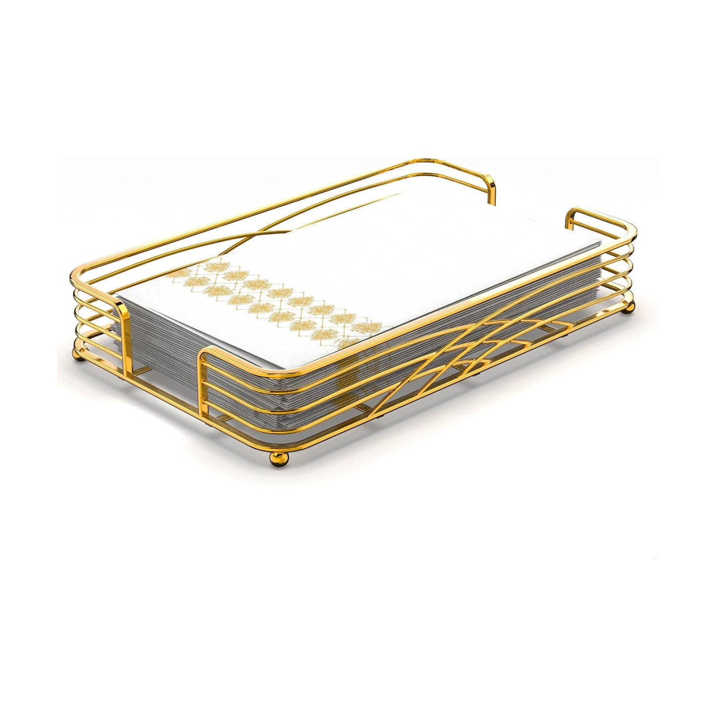 Gold Tray / D - Matt Gold Napkin Holder for Bathroom / Guest Towel Holder