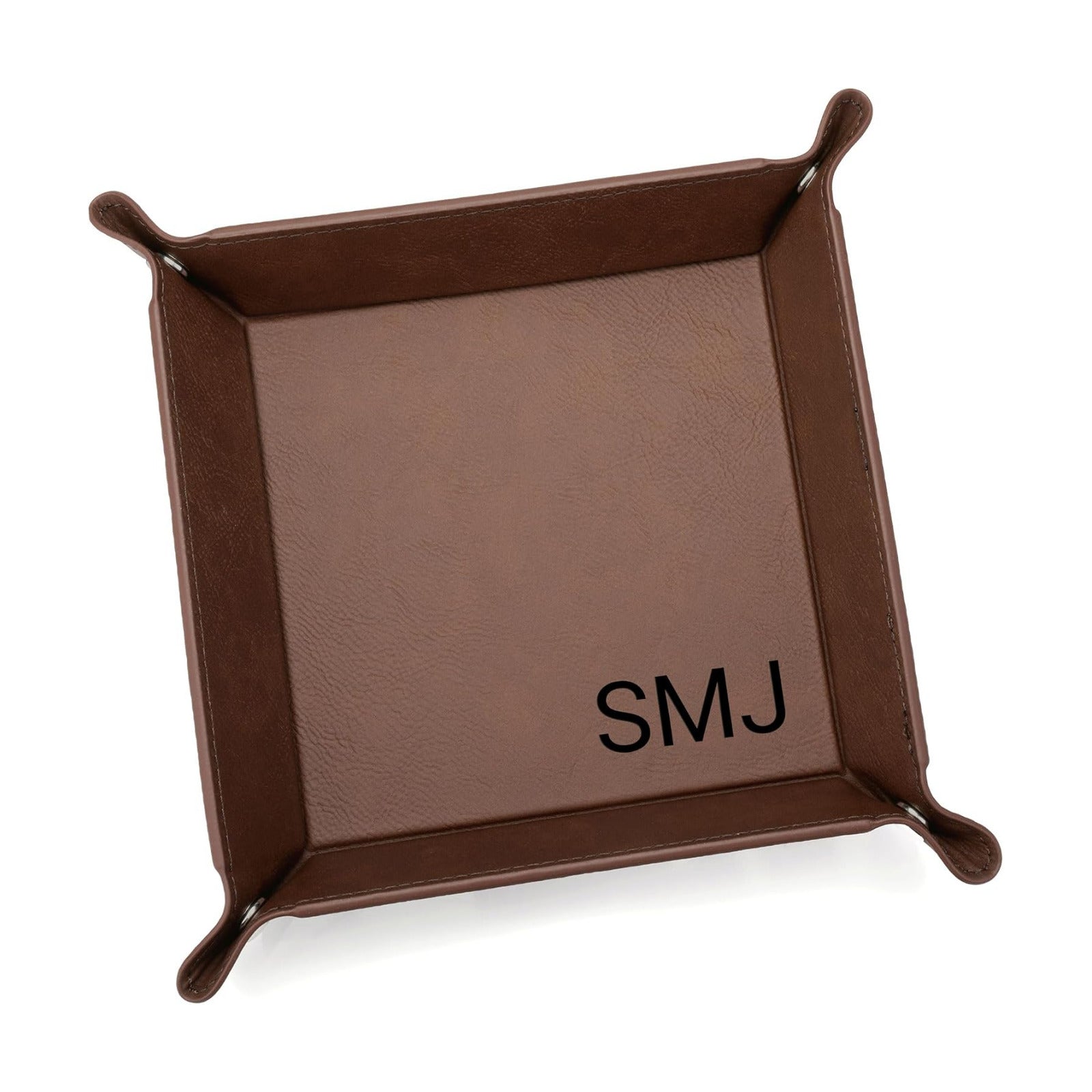Monogrammed Valet Tray for Men / Brown - Monogrammed