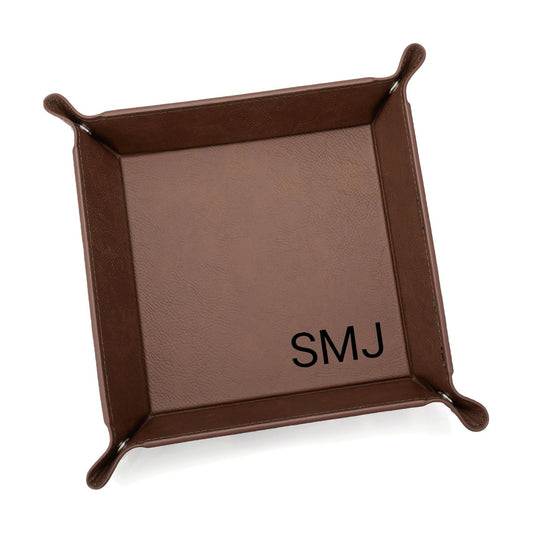 Monogrammed Valet Tray for Men / Brown - Monogrammed