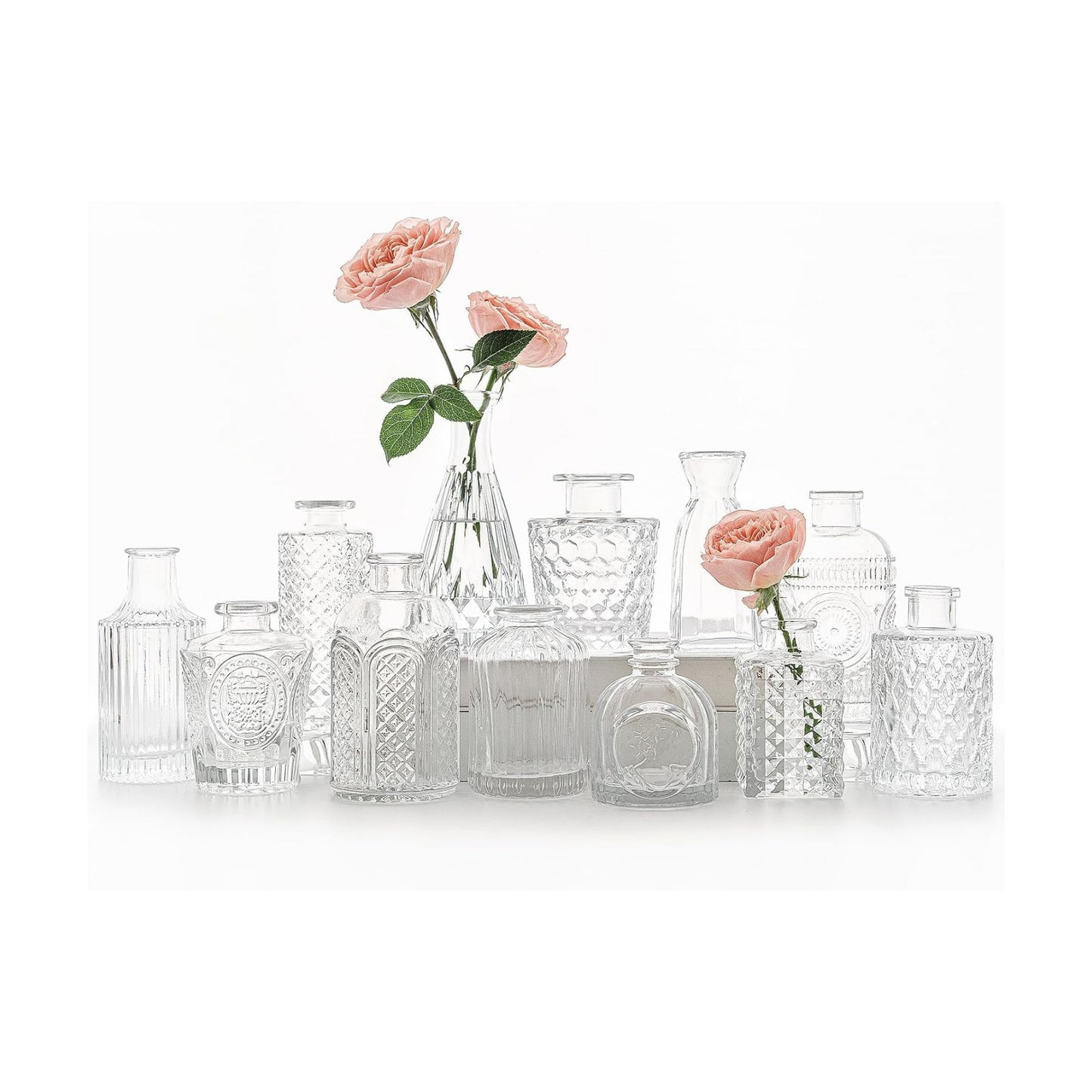 Glass Bud Vase Set / Clear / Set of 12