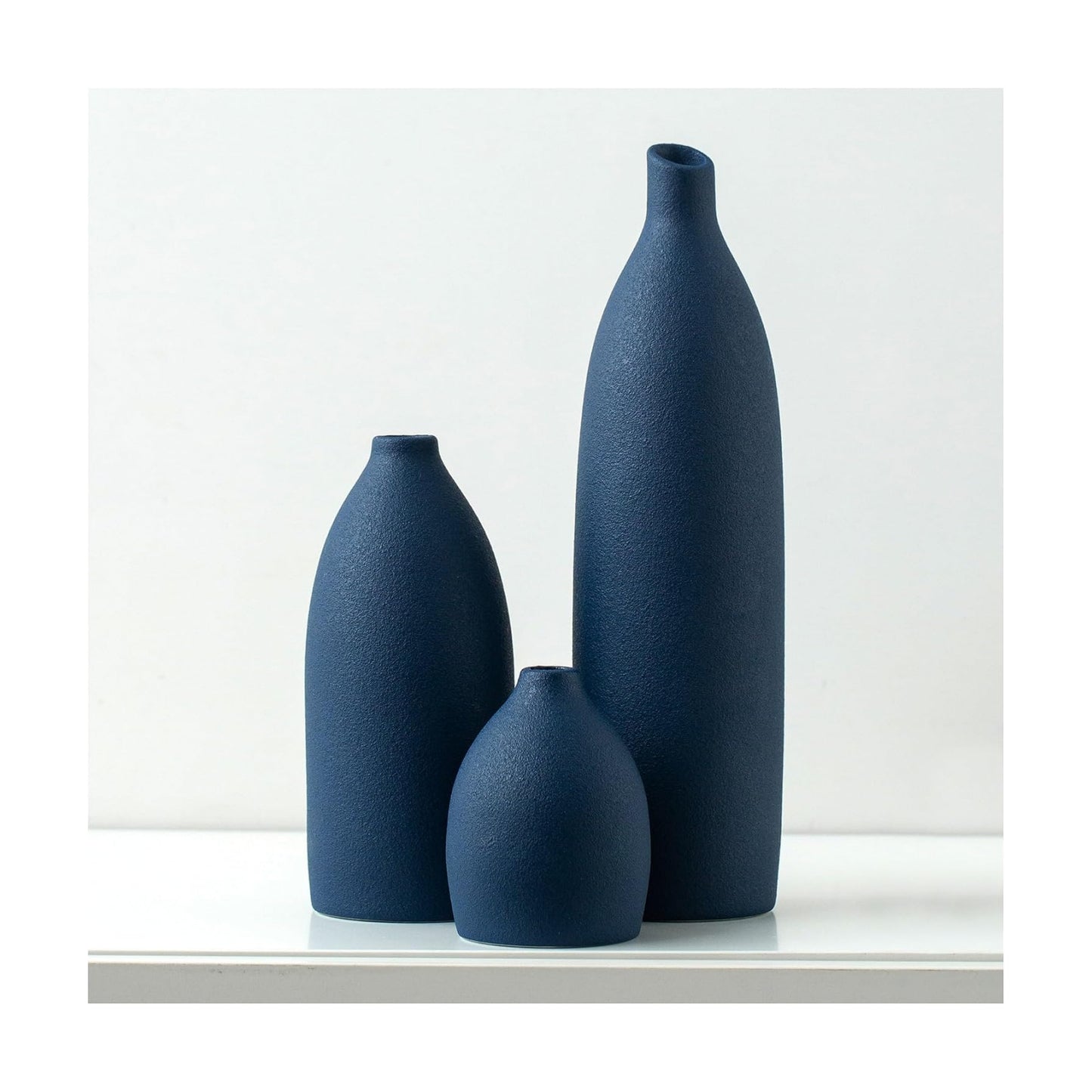 Matte Blue Vase Set Decor Coastal Decor Vases / Navy Blue