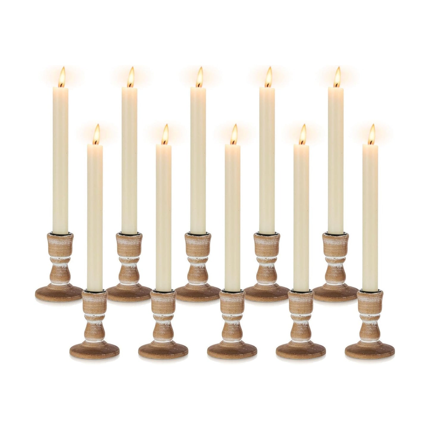 Wooden Candlestick Holders Rustic: Farmhouse Taper Candle Holder | for 0.87" Taper, Solid Wood, Distressed Finish, Set